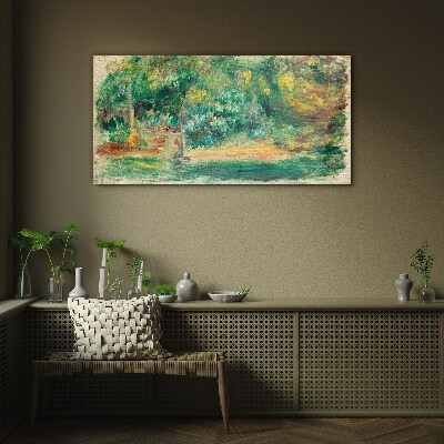 Green landscape in summer light Glass Print