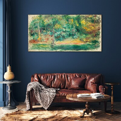 Green landscape in summer light Glass Print