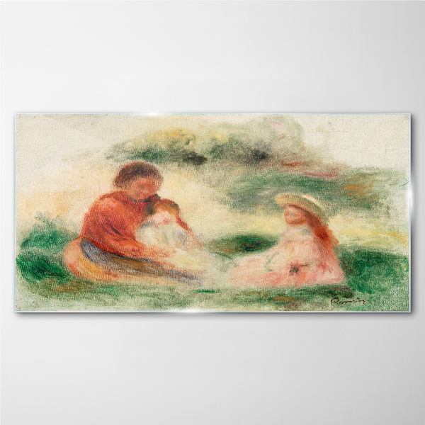 Family in pastel colors Glass Print