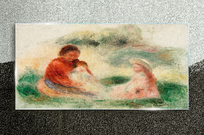 Family in pastel colors Glass Print