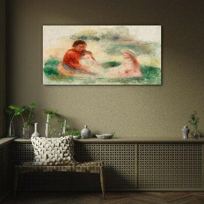 Family in pastel colors Glass Print