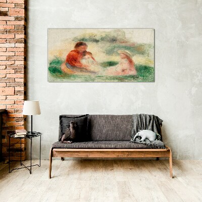 Family in pastel colors Glass Print