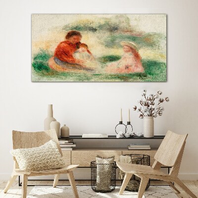 Family in pastel colors Glass Print