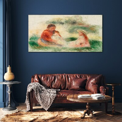 Family in pastel colors Glass Print