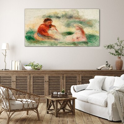 Family in pastel colors Glass Print