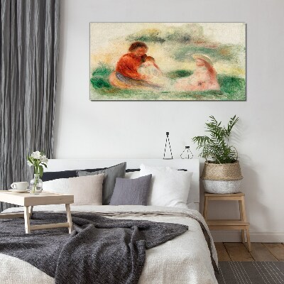 Family in pastel colors Glass Print