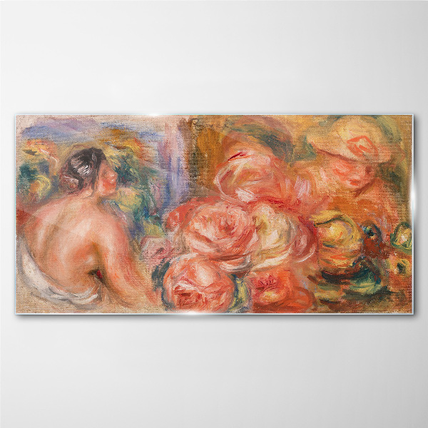 Flowers and a woman Glass Print