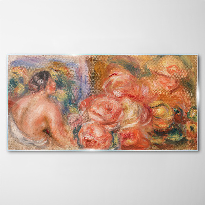 Flowers and a woman Glass Print