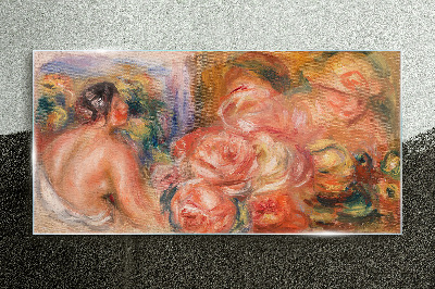 Flowers and a woman Glass Print