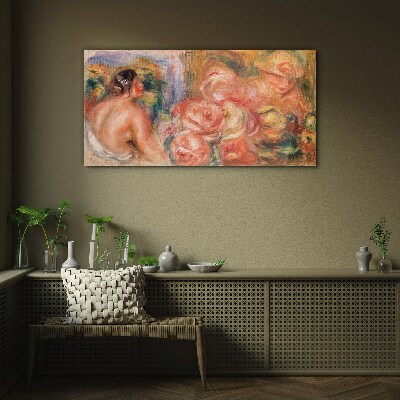 Flowers and a woman Glass Print