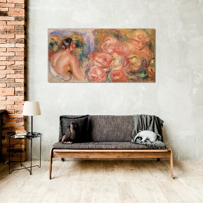 Flowers and a woman Glass Print