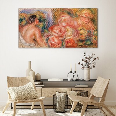 Flowers and a woman Glass Print