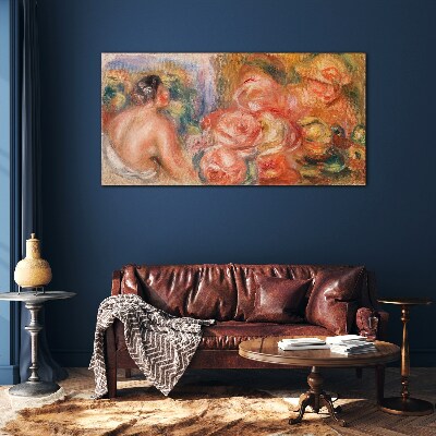 Flowers and a woman Glass Print