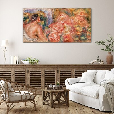 Flowers and a woman Glass Print