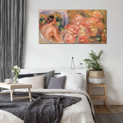 Flowers and a woman Glass Print