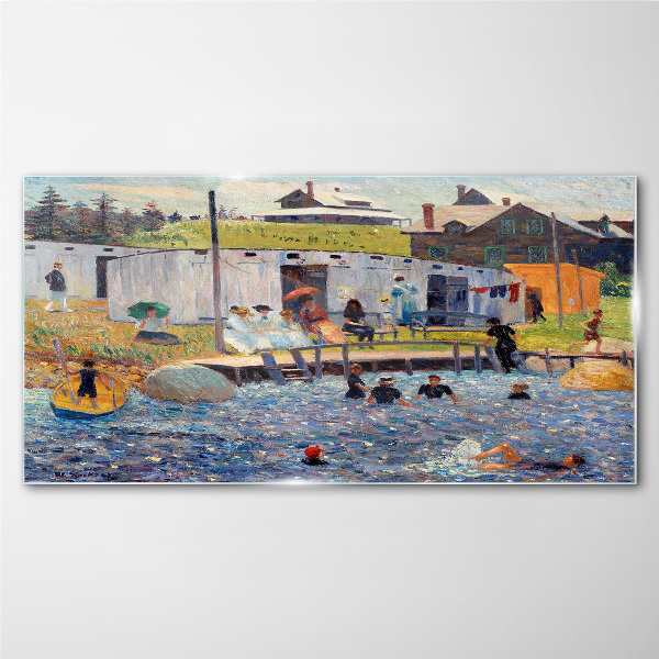 A summer day at the lake Glass Print