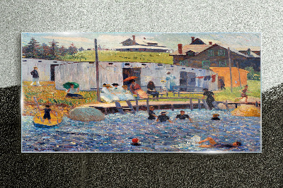A summer day at the lake Glass Print