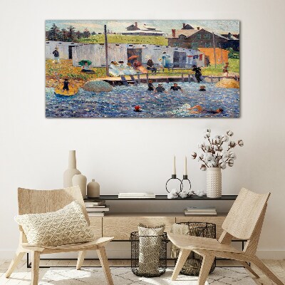 A summer day at the lake Glass Print