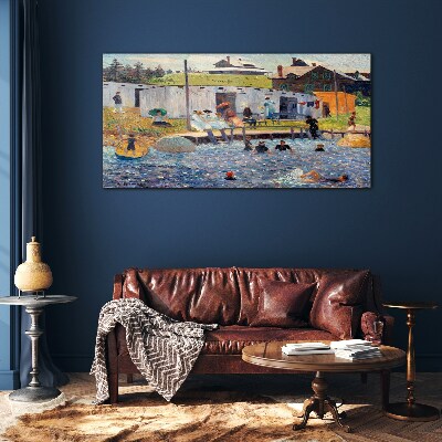 A summer day at the lake Glass Print