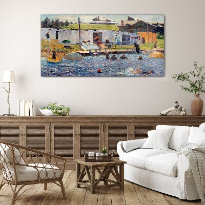 A summer day at the lake Glass Print