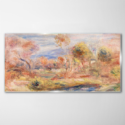 Landscape in pastel shades Glass Print