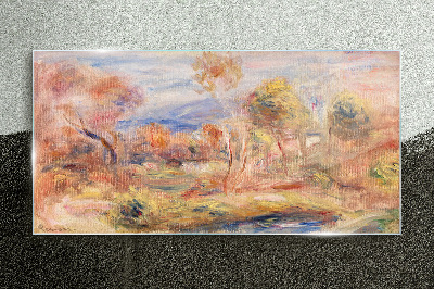 Landscape in pastel shades Glass Print
