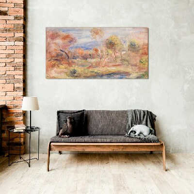 Landscape in pastel shades Glass Print