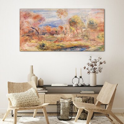 Landscape in pastel shades Glass Print