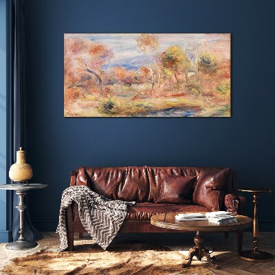 Landscape in pastel shades Glass Print