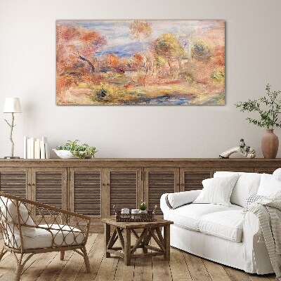 Landscape in pastel shades Glass Print