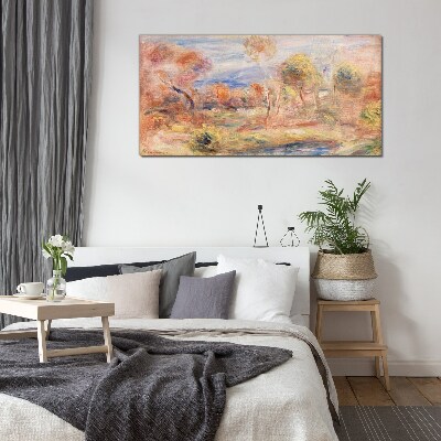 Landscape in pastel shades Glass Print