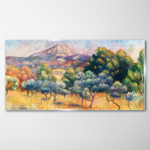 Colorful mountain landscape Glass Print