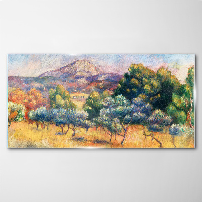 Colorful mountain landscape Glass Print