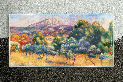 Colorful mountain landscape Glass Print