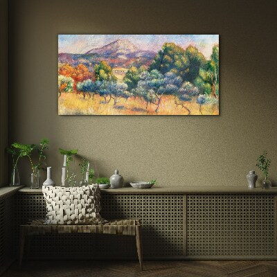 Colorful mountain landscape Glass Print