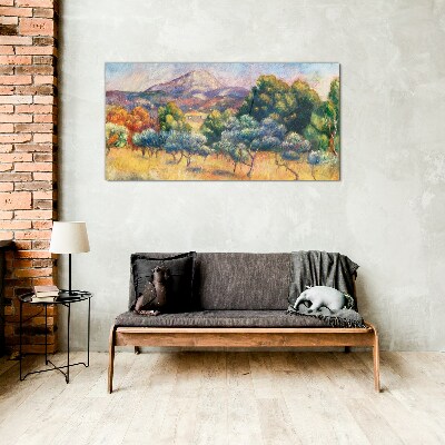 Colorful mountain landscape Glass Print