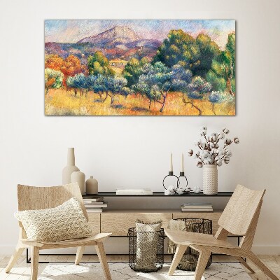 Colorful mountain landscape Glass Print