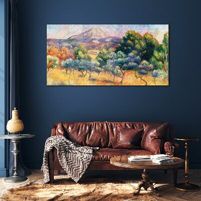 Colorful mountain landscape Glass Print