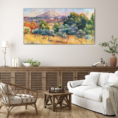 Colorful mountain landscape Glass Print