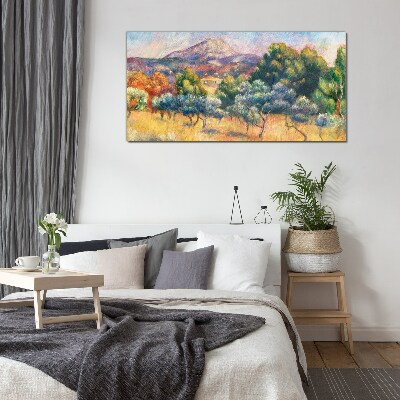 Colorful mountain landscape Glass Print