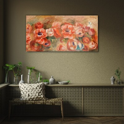 Floral landscape in shades of pink Glass Print