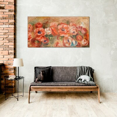 Floral landscape in shades of pink Glass Print