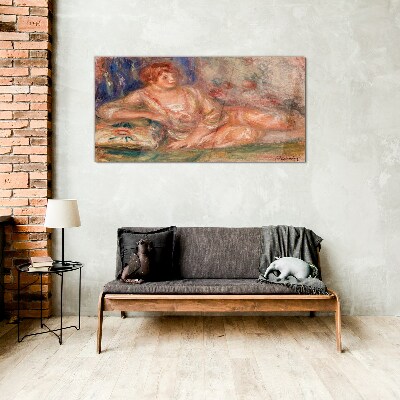 A quiet moment with flowers in the background Glass Wall Art
