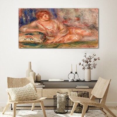 A quiet moment with flowers in the background Glass Wall Art