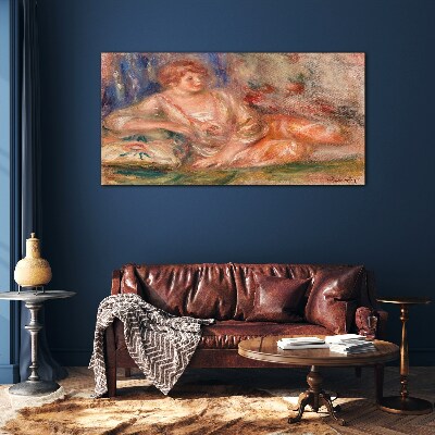 A quiet moment with flowers in the background Glass Wall Art