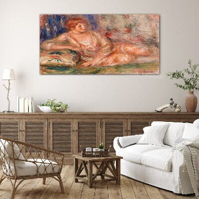 A quiet moment with flowers in the background Glass Wall Art