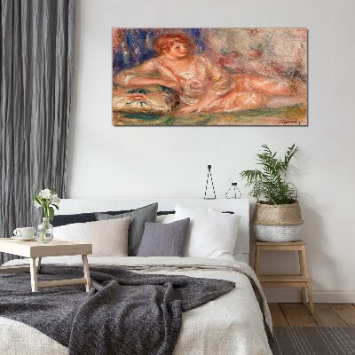 A quiet moment with flowers in the background Glass Wall Art