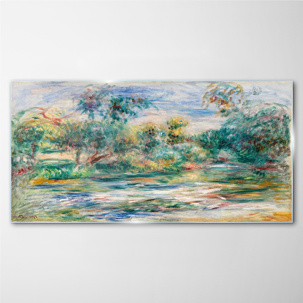 Summer landscapes in pastel colors Glass Wall Art