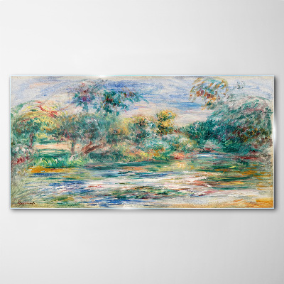 Summer landscapes in pastel colors Glass Wall Art