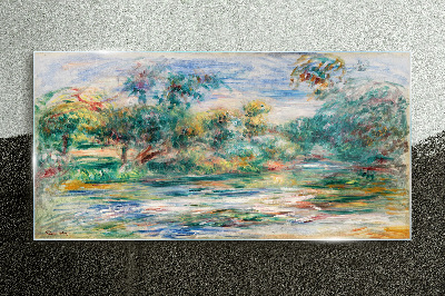 Summer landscapes in pastel colors Glass Wall Art